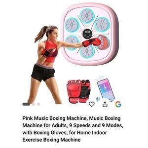 2025 Music Boxing Machine Pink Music Boxing Machine with Gloves, Wall Mounted...